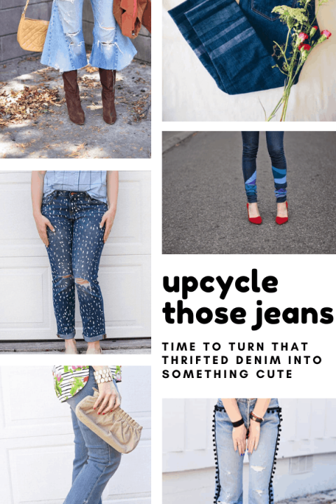 So many cute ways to recycle jeans - these upcycling projects will transform those old thrifted jeans into something gorgeous!