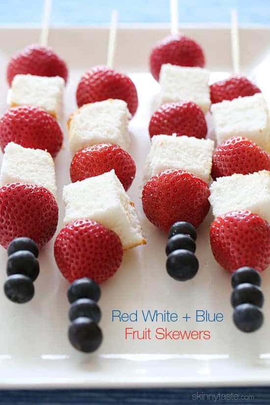Red, white and blue fruit skewers