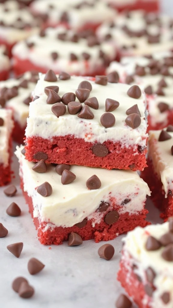 These Red Velvet Cookie Dough Bars are a sweet treat you won't want to miss. They combine rich red velvet flavor with creamy cookie dough frosting, making every bite a delight. Check out the full recipe here to make your own delicious batch!