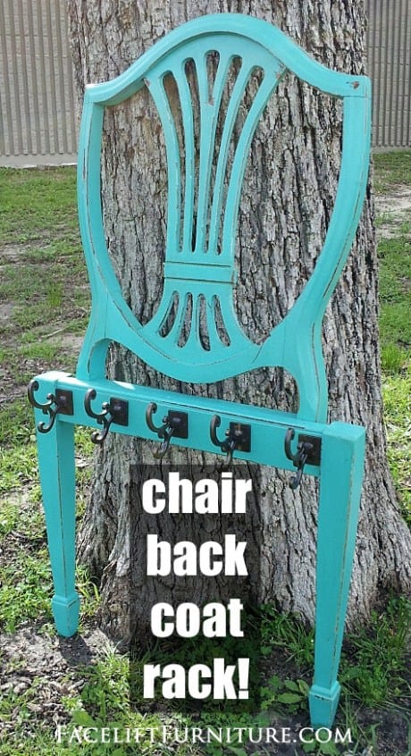  Take an old chair back and turn it into a coat rack