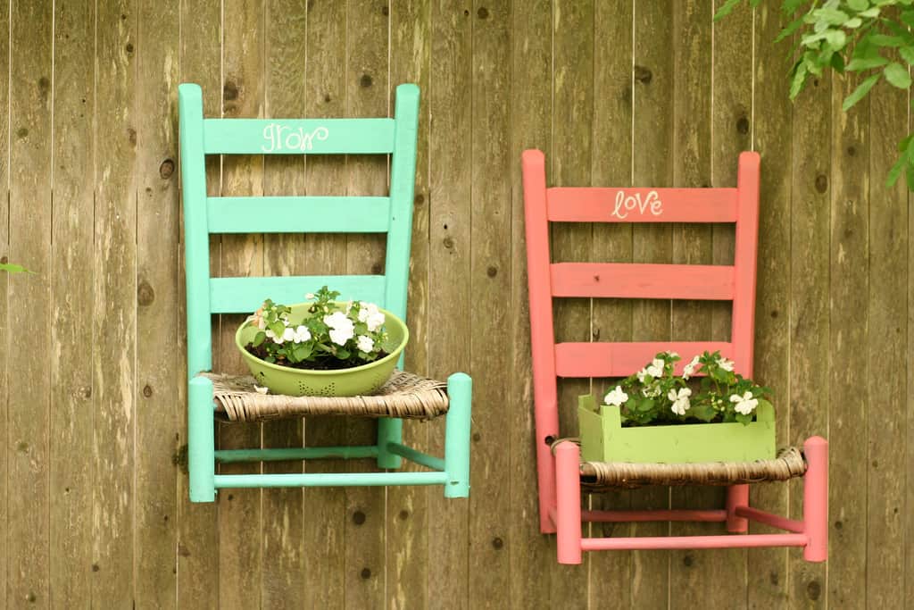 Repurpose your old chairs as planters