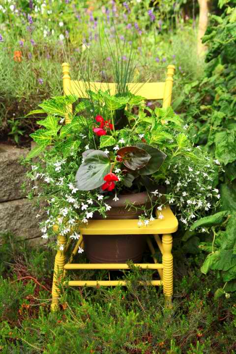 Turn a thrift store chair into a planter