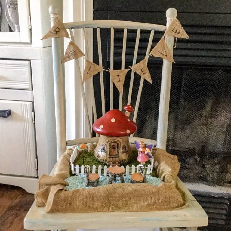 Turn an old chair into a fairy garden