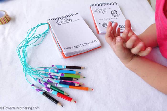 What a brilliant way of keeping the colouring pencils under control on a road trip!