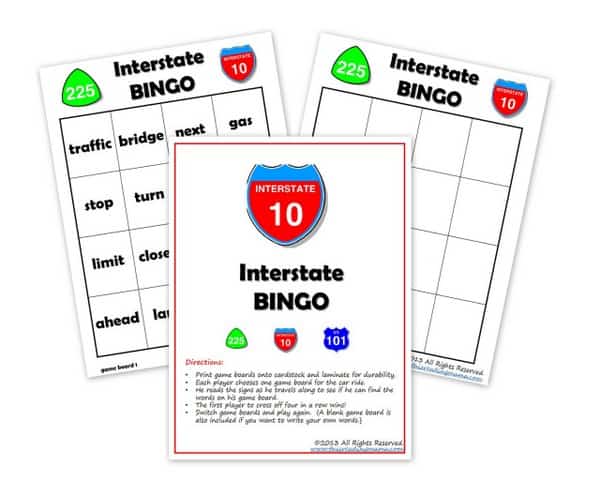 Free Interstate BINGO Printable