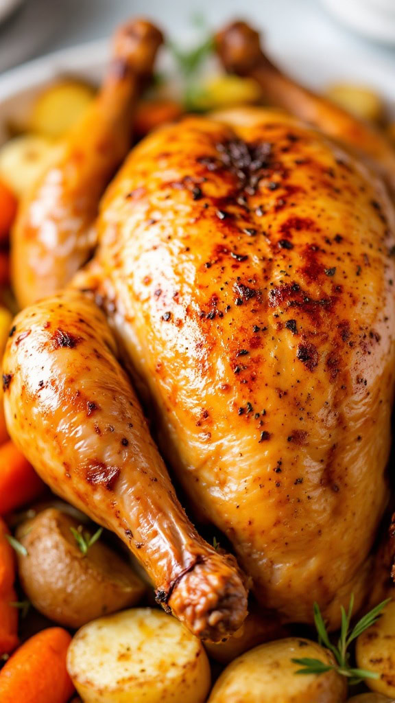 Roasted chicken and vegetables make for a comforting meal that everyone loves. The juicy chicken pairs perfectly with tender veggies, bringing out the best flavors. 