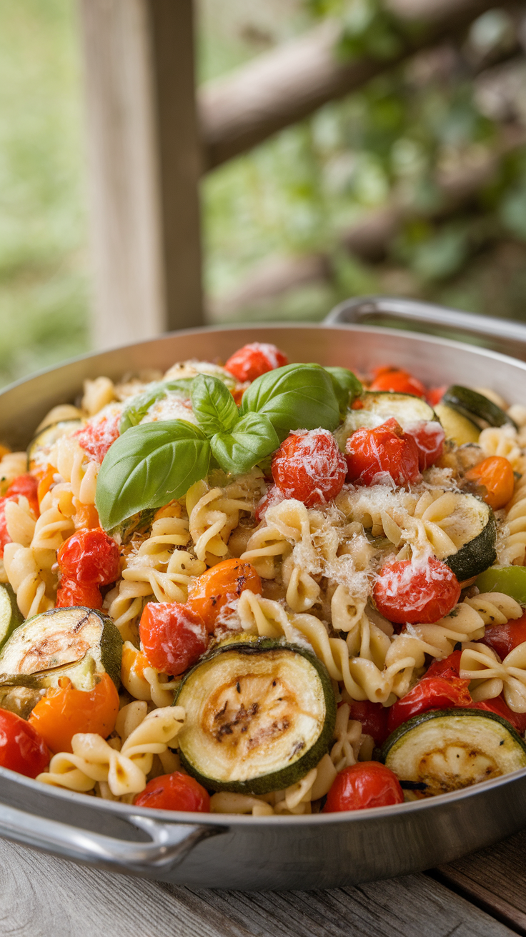 This roasted vegetable pasta salad is a colorful and tasty dish perfect for any meal. Toss together your favorite pasta with roasted veggies like zucchini, bell peppers, and cherry tomatoes for a delightful mix. Top it off with some olives and feta for an added burst of flavor!