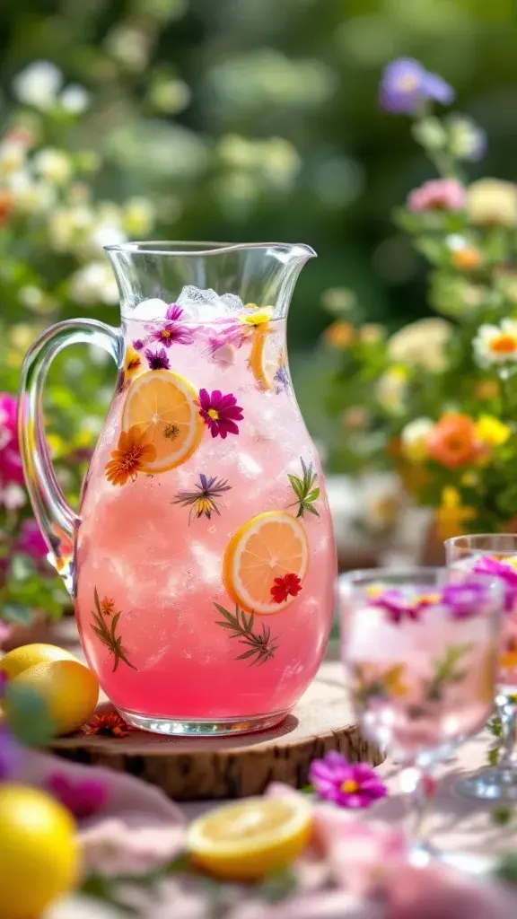 This Rose Lemonade Pink Gin Punch is a perfect drink to share with friends. It's fruity, refreshing, and looks stunning with all its colorful flowers and lemon slices. Just mix pink gin with rose lemonade, add some ice, and you'll have a delightful punch that everyone will love!