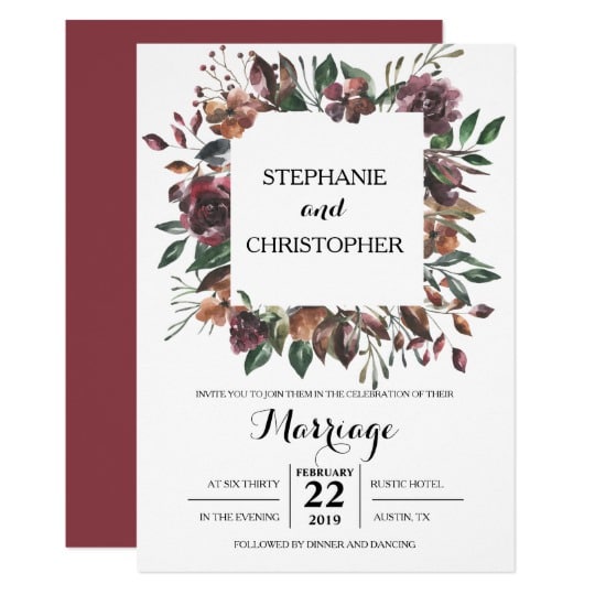 Rustic Floral Wedding Invitations