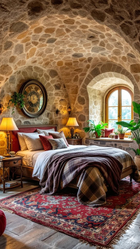 Rustic stone walls are a hallmark of traditional French country homes. They bring texture, warmth, and a grounding element to the space, creating a cozy retreat for your guests.