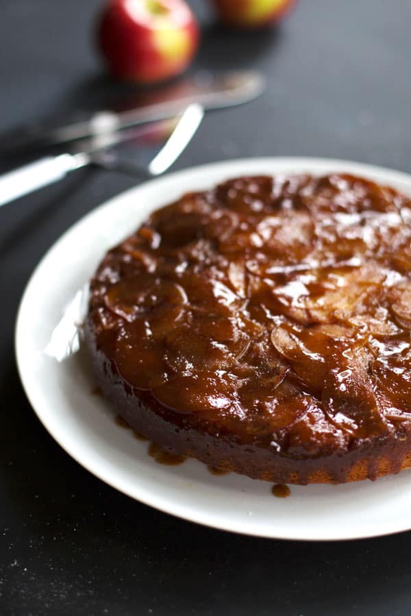 Salted Caramel Apple Upside Down Cake