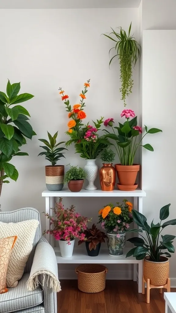 Why buy when you can DIY? Repurpose everyday items like ladders or crates, or build custom shelves from wood and pipes for a unique, personal touch. A little creativity goes a long way in designing a one-of-a-kind plant shelf.