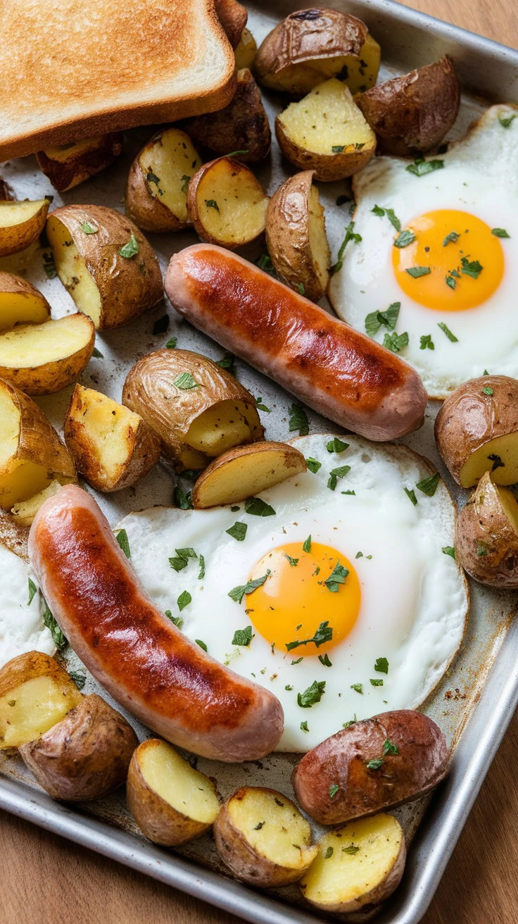 Sheet Pan Breakfast Hash with Eggs and Sausage