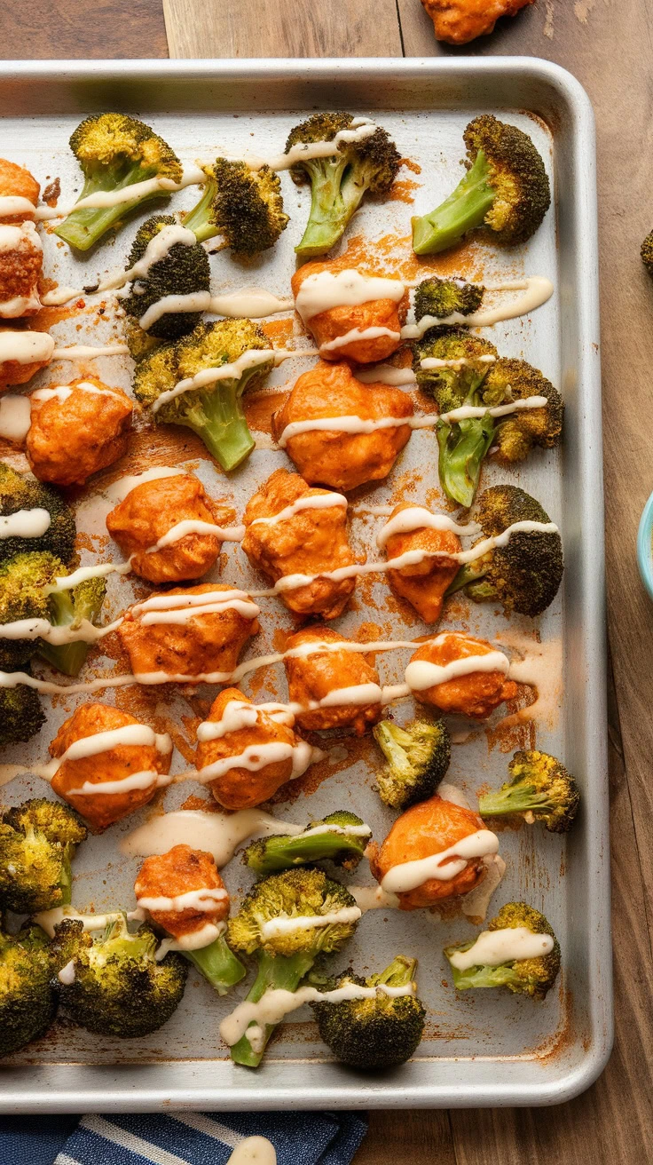 This Sheet Pan Buffalo Chicken and Broccoli is a fun and easy meal for any night of the week. The spicy buffalo chicken pairs perfectly with crispy broccoli, making it a hit at the dinner table. For the full recipe, check out the details here.