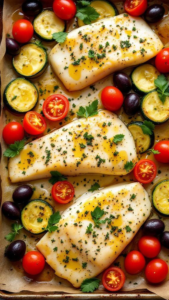 This Mediterranean cod recipe is a breeze to make and packed with flavor. Just toss some fresh veggies and cod on a sheet pan, drizzle with olive oil, and let the oven do its magic. It’s a perfect weeknight dinner that’s both healthy and delicious!