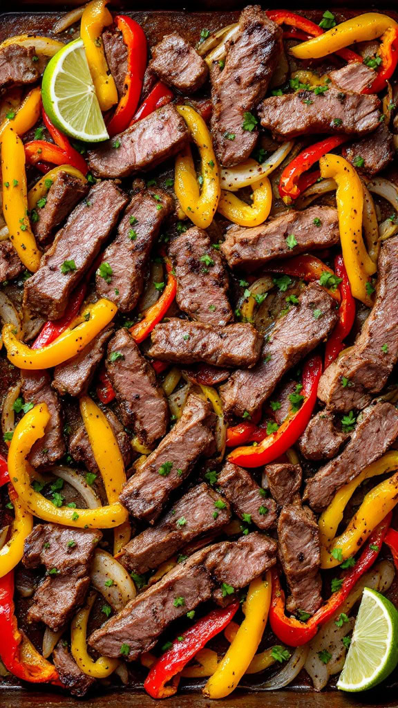 These sheet pan steak fajitas are super easy and packed with flavor. Just toss everything on a sheet pan, bake, and enjoy a delicious meal with minimal cleanup. 