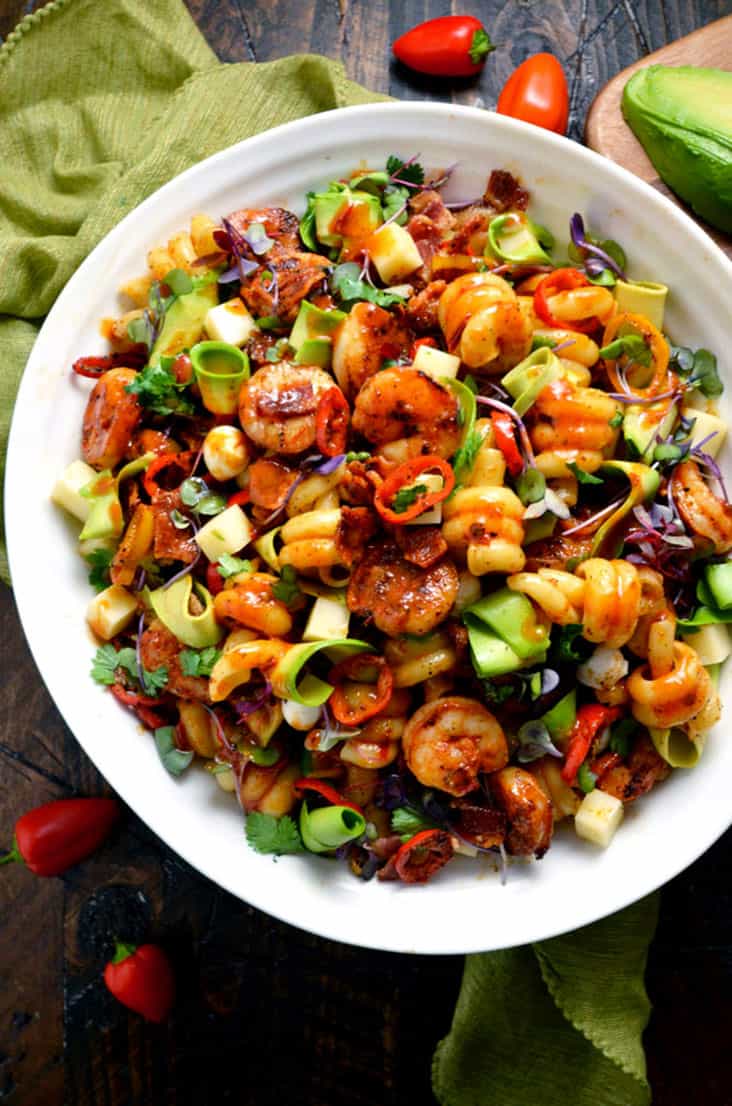 Smoky Shrimp Pasta Salad with Chipotle-Honey Vinaigrette