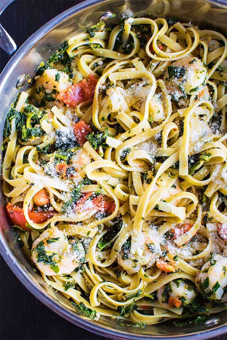 Shrimp, Spinach, and Tomato Pasta