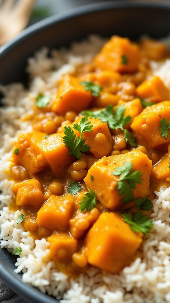 This slow cooker sweet potato and red lentil curry is a cozy dish that warms you up from the inside out. Packed with flavor and nutrients, it's perfect for a busy weeknight. 