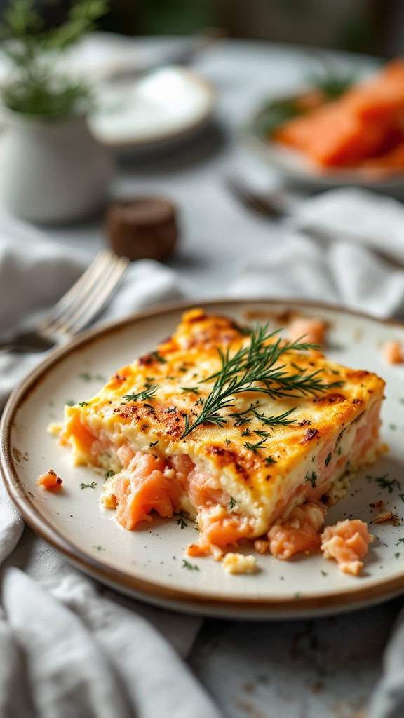 This smoked salmon and cream cheese casserole is a delicious twist on a classic dish. It's creamy, cheesy, and packed with flavor, making it perfect for any meal. Enjoy it warm straight from the oven or as a tasty leftover!