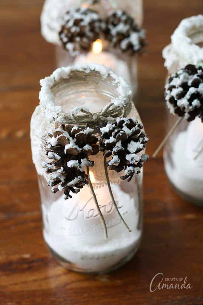 Snowy Pinecone Candle Luminaries