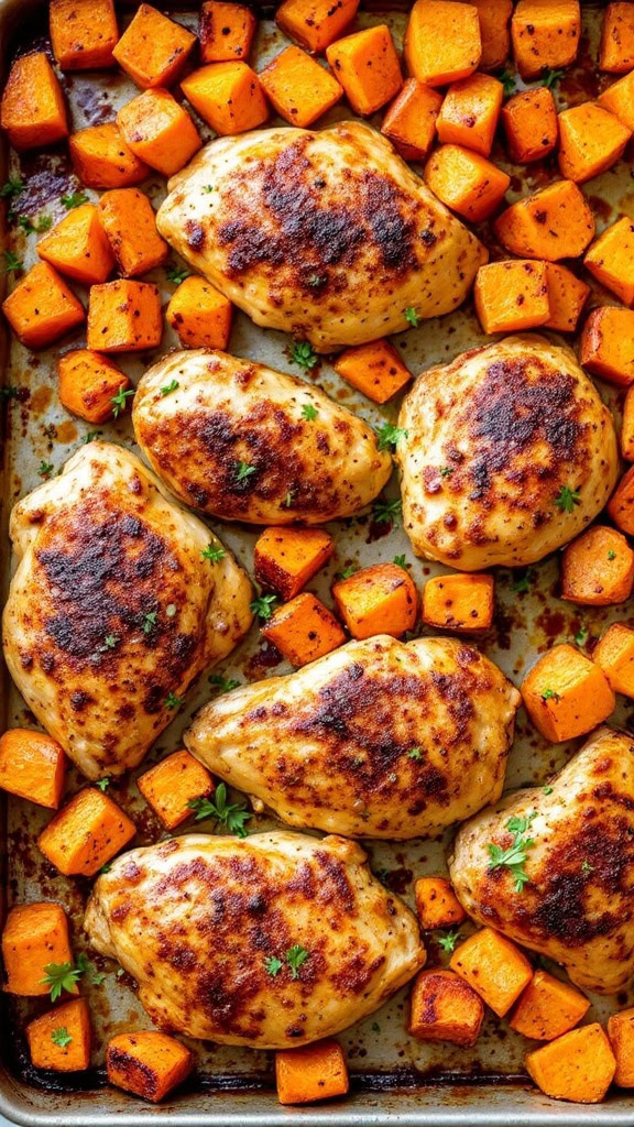 Spicy Cajun chicken paired with sweet potatoes makes a simple and tasty dinner. The chicken gets a nice kick from the Cajun spices, while the sweet potatoes add a comforting touch. This meal is quick to prepare and perfect for busy weeknights!