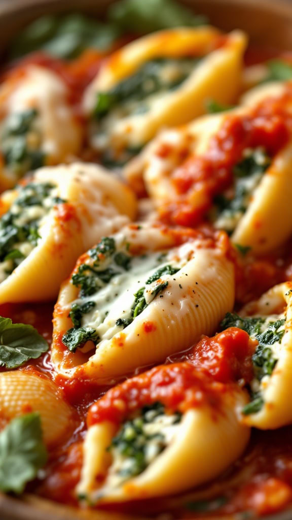 These Spinach Ricotta Stuffed Shells are a comforting dish that brings everyone together. The creamy filling pairs perfectly with the rich tomato sauce, making each bite a delight.