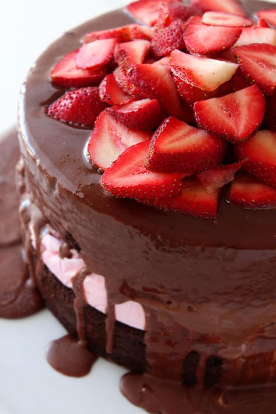 Chocolate Covered Strawberry Ice Cream Cake