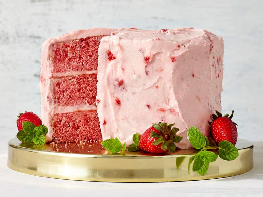 Strawberry Cake with Strawberry Buttercream Frosting