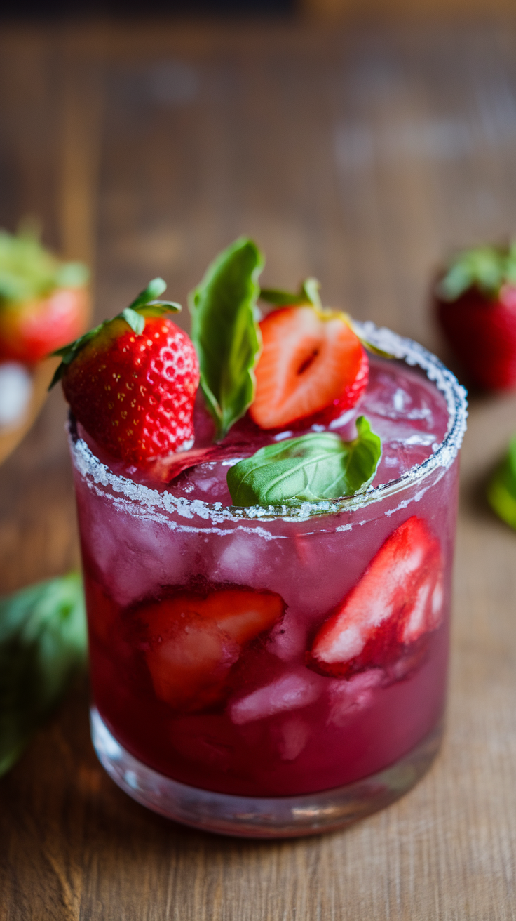 The Strawberry Basil Margarita is a delightful twist on the classic drink that perfectly balances sweetness and freshness. The ripe strawberries bring a burst of fruity flavor, while fresh basil adds a unique herbal note that elevates this cocktail to a new level. With its refreshing taste, this margarita is great for any occasion, making it simple to whip up for gatherings or a cozy night at home.