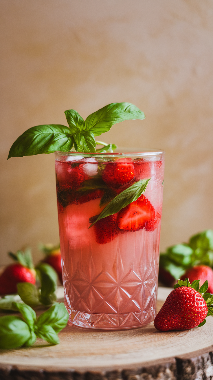 The Strawberry Basil Mojito is a refreshing twist on the classic drink. This cocktail combines the sweetness of ripe strawberries with the aromatic flavor of fresh basil, creating a delightful balance that’s sure to please your taste buds. With a hint of lime and a splash of soda, it’s the perfect drink for warm weather gatherings or a cozy night in.