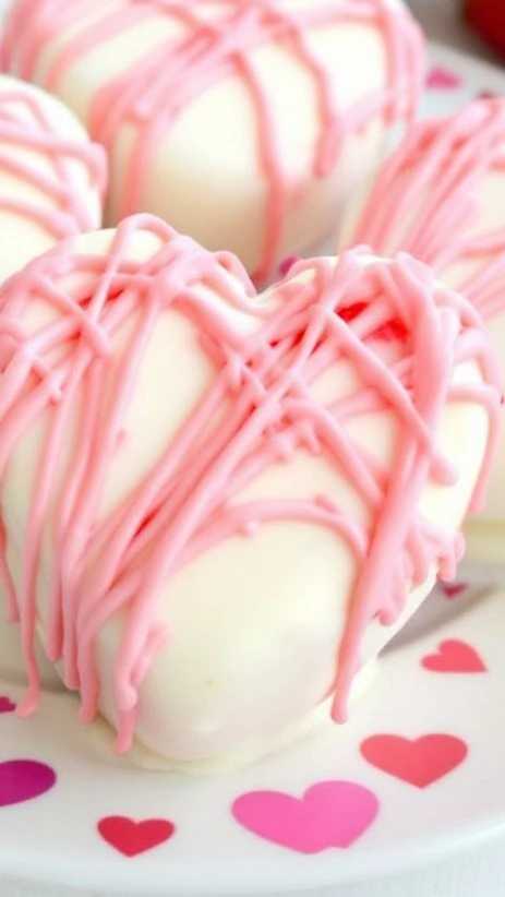 These Strawberry Cheesecake Sweetheart Truffles are the perfect treat for any occasion. Covered in white chocolate and drizzled with pink, they look as good as they taste! Check out the full recipe here to whip up these delightful bites.