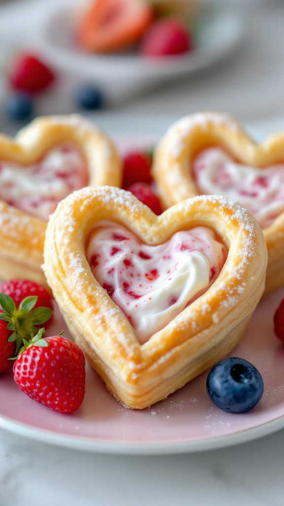 These heart-shaped puffs are a sweet treat that anyone will love! Filled with creamy strawberry goodness, they make the perfect addition to any occasion. For the full recipe, check out Strawberry Cream Cheese Heart Puffs!