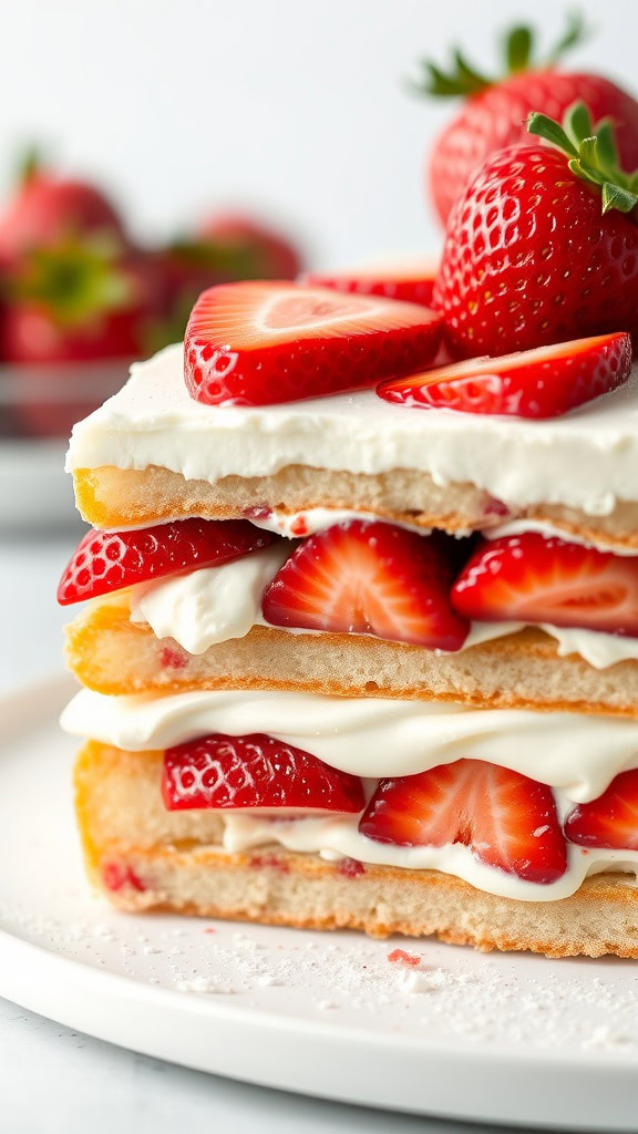 Strawberry tiramisu is a fresh twist on the classic dessert. Layers of soft ladyfingers, creamy mascarpone, and juicy strawberries create a delightful treat. You can find the full recipe for this delicious dessert here!