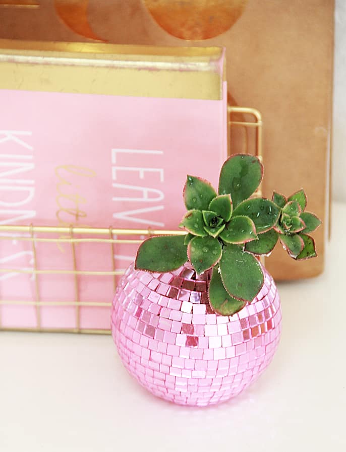 Make a sparkly disco ball planter