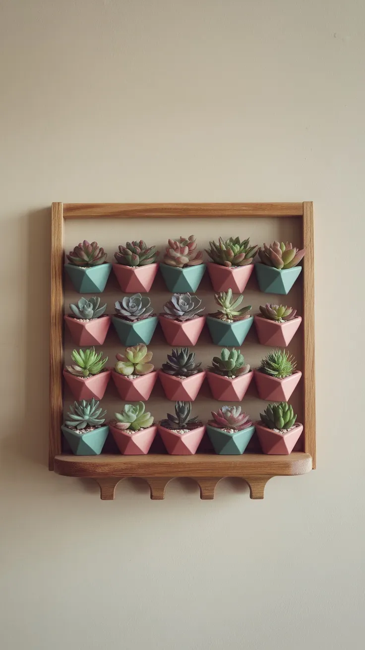 Succulents are perfect for adding a splash of greenery to your living room. They come in different shapes and colors, making them fun to mix and match. Plus, they don’t need much water, which makes them super easy to care for!