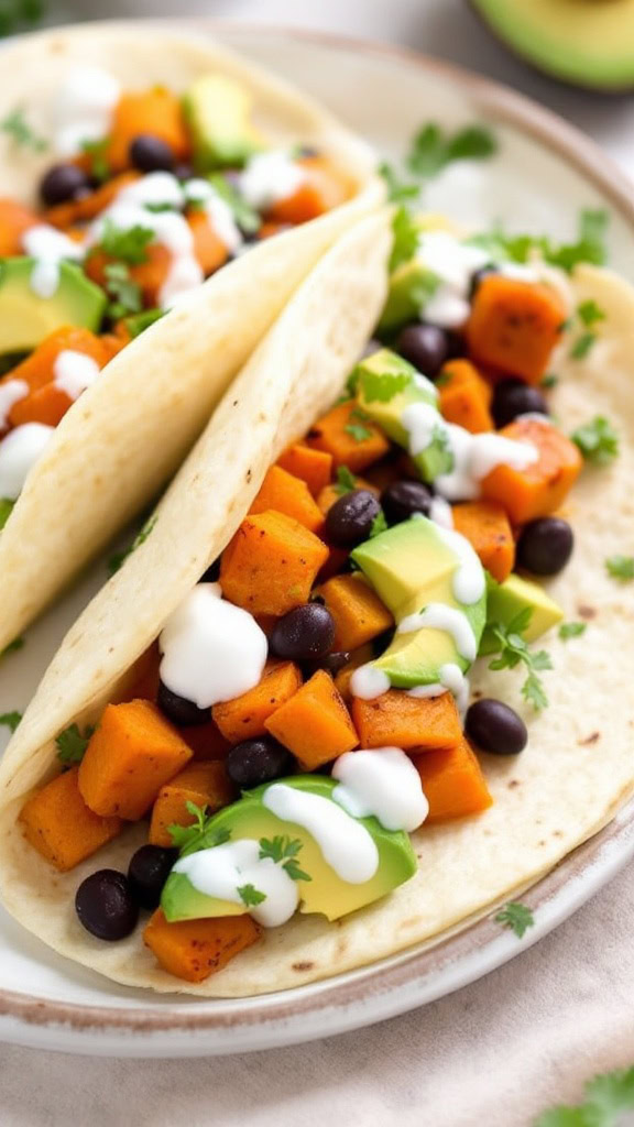 These sweet potato and black bean tacos are a tasty treat packed with flavor. The combination of tender sweet potatoes and hearty black beans makes for a filling meal. Check out the full recipe here!