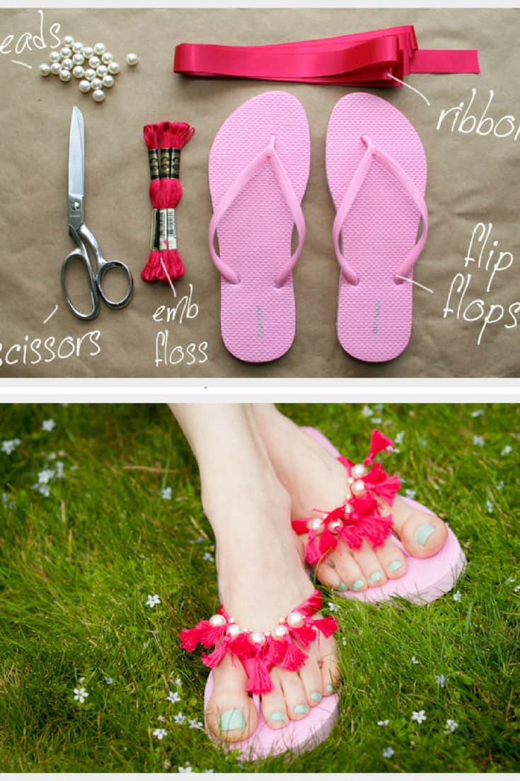 Tassel Beaded Flip Flops DIY