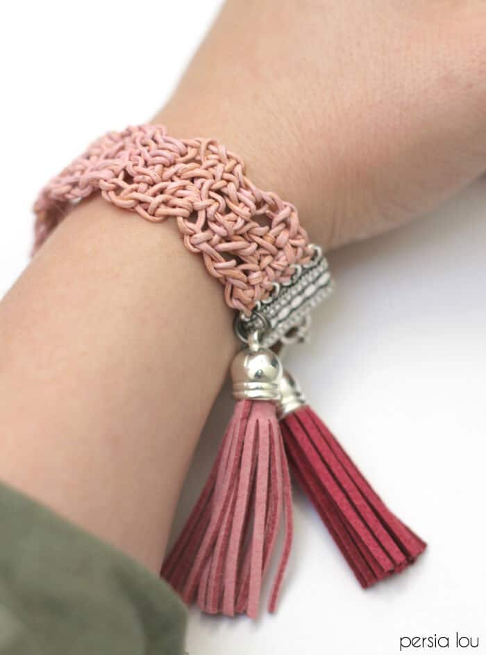 Crochet Leather Tassel Bracelet