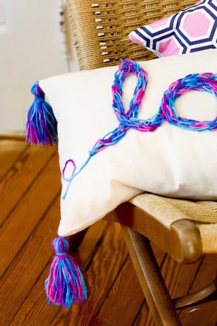 DIY Tasseled Love Pillow