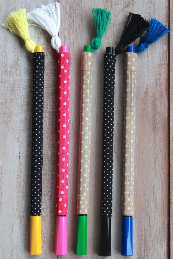 DIY Fabric-Wrapped Pens with Tassels