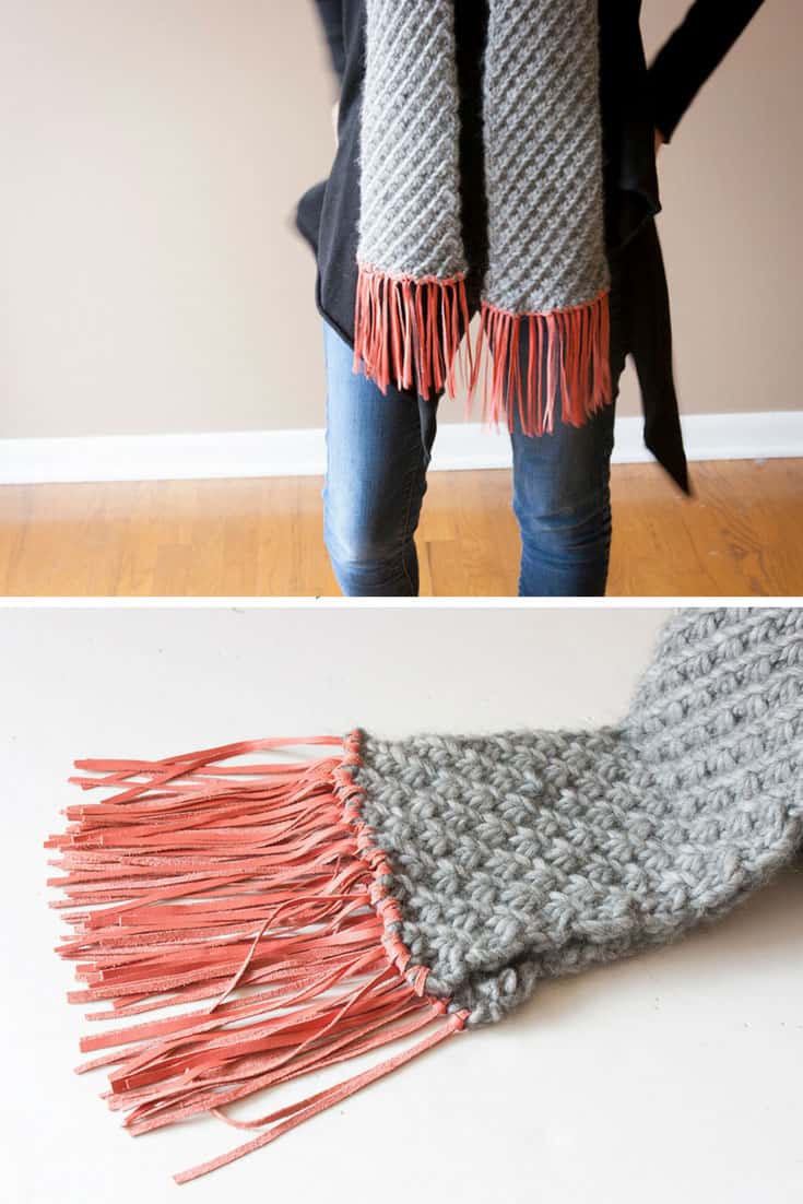 Leather Tassels Scarf