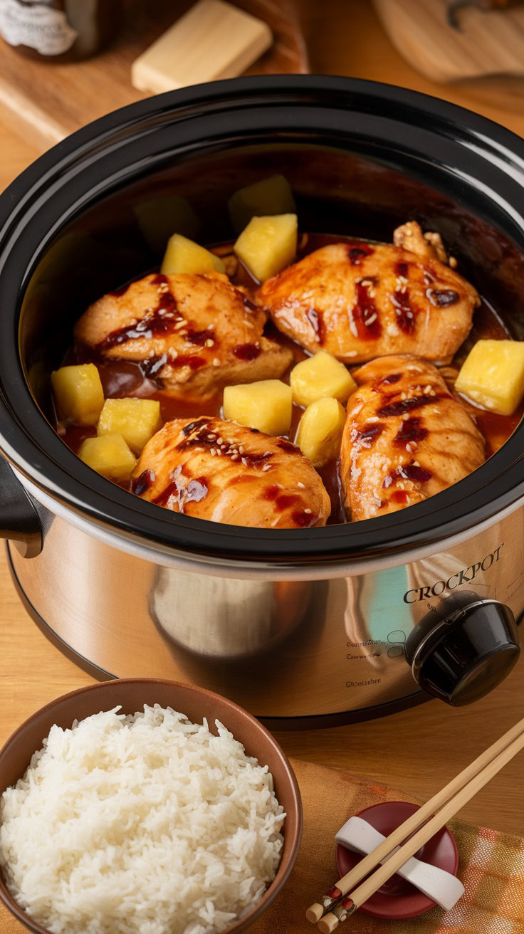 Teriyaki Chicken with Pineapple is a tasty dish that everyone will love. The sweet and savory flavors combine perfectly, making it a family favorite. Serve it over rice for a complete meal that’s easy to prepare in your crockpot.