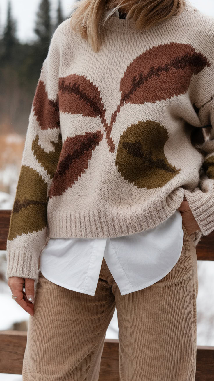 Winter boho style is all about cozy vibes and natural tones. Think chunky sweaters with earthy patterns paired with soft corduroy pants. These textures keep you warm and add a fun layer to your outfit.