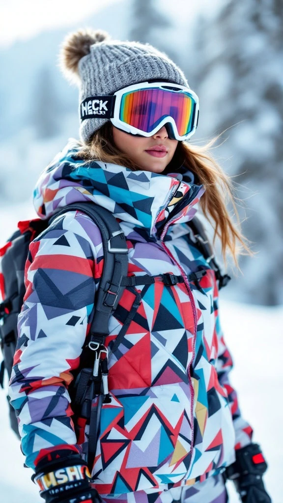 Complete with a cozy knit hat, this outfit keeps her warm and fashionable. The combination of practicality and style makes it ideal for any winter outing, whether you're hitting the slopes or sipping hot cocoa by the fire.