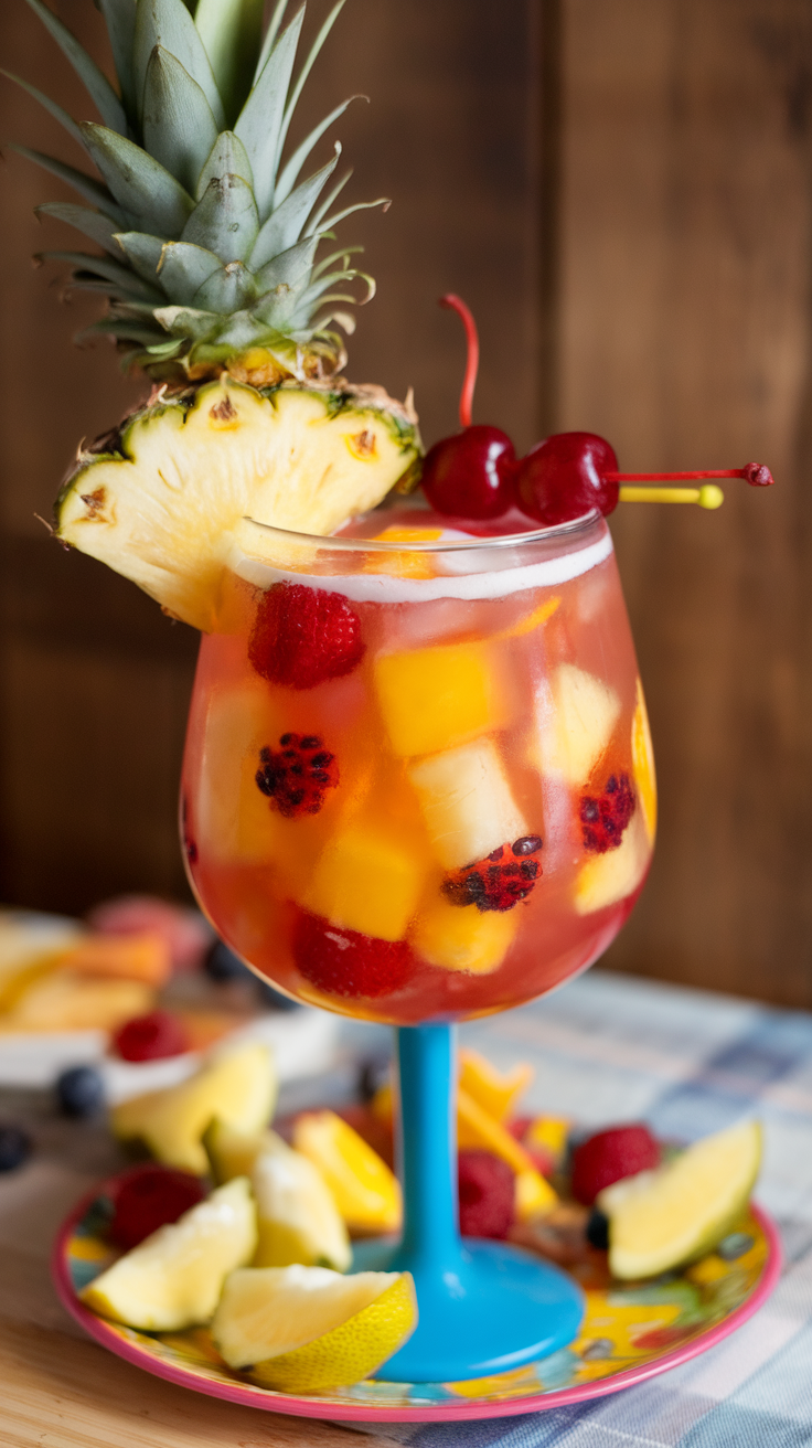 The Tropical Fruit Cosmopolitan is a refreshing twist on the classic cosmopolitan cocktail, perfect for those sunny days or festive gatherings. Bursting with fruity flavors, this drink combines the tartness of cranberry juice with the sweetness of tropical fruits like pineapple and mango, creating a delightful balance that is both light and invigorating.