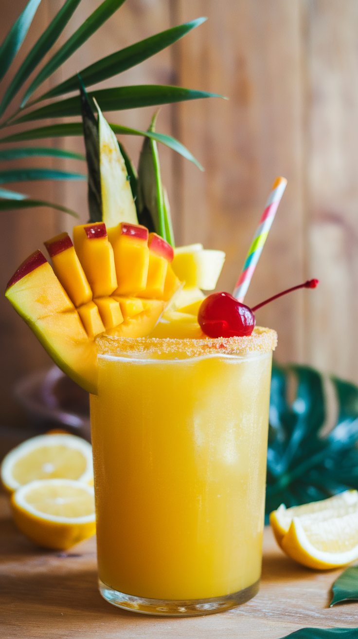 The Tropical Mango Vodka Refresher is like a mini-vacation in a glass. This vibrant cocktail combines the sweetness of mango with the kick of vodka, making it a perfect choice for warm days or fun gatherings. With its fruity flavors and refreshing qualities, it’s sure to delight anyone looking for a tropical escape.