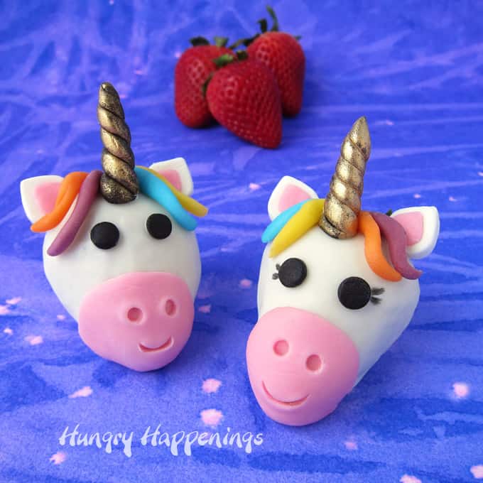 White Chocolate Dipped Strawberry Unicorns