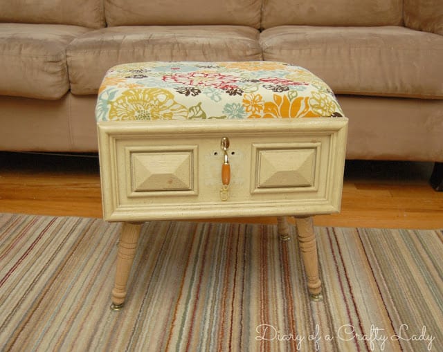 Make a stylish ottoman to match your decor from an old drawer