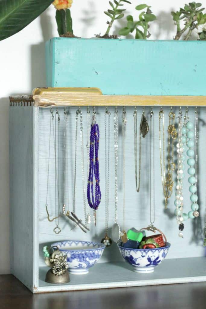 Repurpose an old drawer into a jewellery organiser